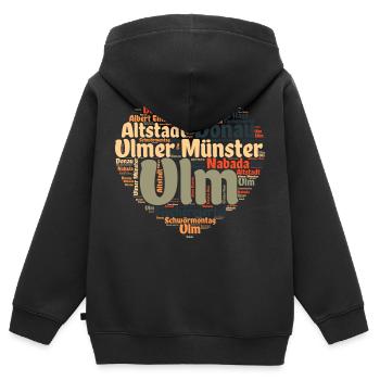 Ulm Donau Herz - Kinder Premium Organic Zip Hoodie - Schwarz - Hinten - AI Model Kid Male (0cm)