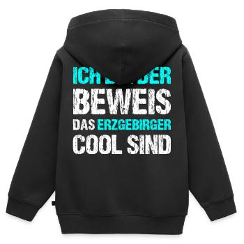 Erzgebirger sind Cool - Kinder Premium Organic Zip Hoodie - Schwarz - Hinten - AI Model Kid Male (0cm)
