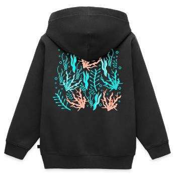 unter Wasser Pflanzen Muster - Kinder Premium Organic Zip Hoodie - Schwarz - Hinten - AI Model Kid Male (0cm)