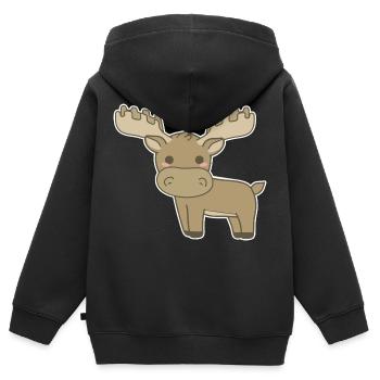 Elch - Kinder Premium Organic Zip Hoodie - Schwarz - Hinten - AI Model Kid Male (0cm)