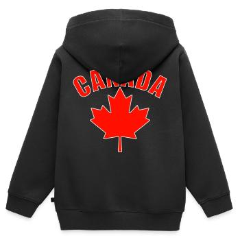 Ahornblatt Kanada - Kinder Premium Organic Zip Hoodie - Schwarz - Hinten - AI Model Kid Male (0cm)