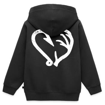 Pêche Et Chasse Cadeau Humour Personnalisé - Sweat Premium à capuche zippé enfant bio - noir - Dos - AI Model Kid Male (0cm)