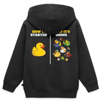How It Started Yellow Bath Duckie Rubber Duck - Kids Premium Organic Zip-up Hoodie - black - Back - AI Model Kid Male (0cm)