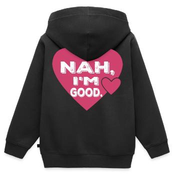 Nah, I'm Good. Single Anti Valentine's Day - Kinder Premium Organic Zip Hoodie - Schwarz - Hinten - AI Model Kid Male (0cm)