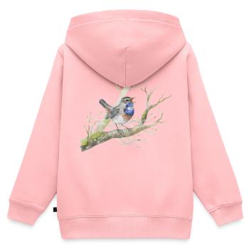 Bluethroat on branch Loving watercolor drawing - Kids Premium Organic Zip-up Hoodie - rose - Back - AI Model Kid Female (0cm)