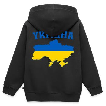 Ukraine Flagge YKPAIHA - Kinder Premium Organic Zip Hoodie - Schwarz - Hinten - AI Model Kid Male (0cm)