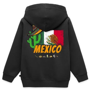 Mexiko Vintage Kaktus mit Fahne, Sombrero - Kinder Premium Organic Zip Hoodie - Schwarz - Hinten - AI Model Kid Male (0cm)
