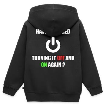 Informaticien Informaticien Programmeur informatique - Sweat Premium à capuche zippé enfant bio - noir - Dos - AI Model Kid Male (0cm)