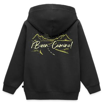 Buen camino pèlerins pèlerinage salut Camino De Santiago cadeau - Sweat Premium à capuche zippé enfant bio - noir - Dos - AI Model Kid Male (0cm)