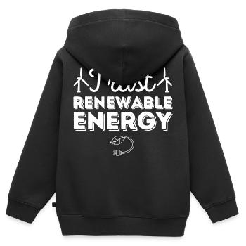 Faites confiance aux énergies renouvelables - Sweat Premium à capuche zippé enfant bio - noir - Dos - AI Model Kid Male (0cm)