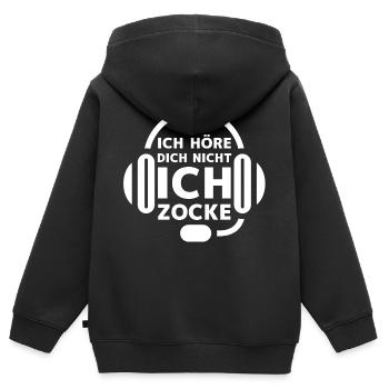 Ich Zocke - Kinder Premium Organic Zip Hoodie - Schwarz - Hinten - AI Model Kid Male (0cm)