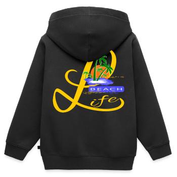 Beach Life - Sweat Premium à capuche zippé enfant bio - noir - Dos - AI Model Kid Male (0cm)