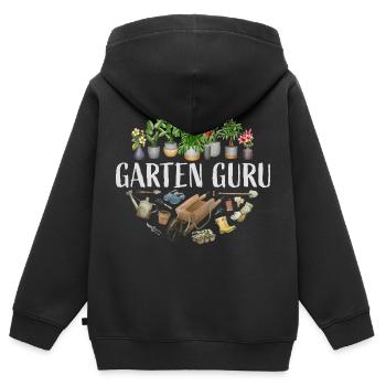 Garten Guru - Kinder Premium Organic Zip Hoodie - Schwarz - Hinten - AI Model Kid Male (0cm)