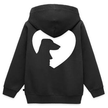 Cœur de chien J’aime le cadeau de cœur de teckel teckel - Sweat Premium à capuche zippé enfant bio - noir - Dos - AI Model Kid Male (0cm)