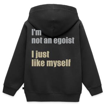 Ich bin nicht egoistisch. Ich mag mich einfach selbst. - Kinder Premium Organic Zip Hoodie - Schwarz - Hinten - AI Model Kid Male (0cm)