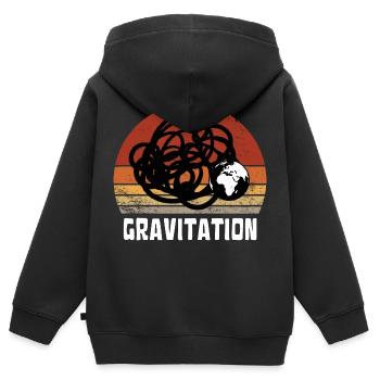GRAVITATION PLANETE TERRE VINTAGE SUNSET - Sweat Premium à capuche zippé enfant bio - noir - Dos - AI Model Kid Male (0cm)
