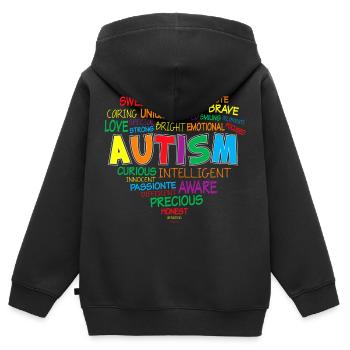 Autism Struggle Education Autistic Autistic Puzzle - Kids Premium Organic Zip-up Hoodie - black - Back - AI Model Kid Male (0cm)