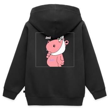 dental pain dentist hippo hippo children doctor - Kids Premium Organic Zip-up Hoodie - black - Back - AI Model Kid Male (0cm)