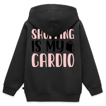 Le shopping est mon Cardio - Sweat Premium à capuche zippé enfant bio - noir - Dos - AI Model Kid Male (0cm)
