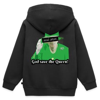 Queen II - Elizabeth England - Queen of England, - Kinder Premium Organic Zip Hoodie - Schwarz - Hinten - AI Model Kid Male (0cm)