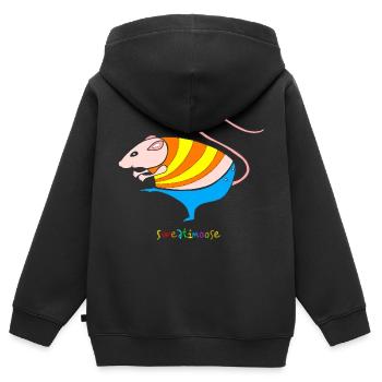 souris - Sweat Premium à capuche zippé enfant bio - noir - Dos - AI Model Kid Male (0cm)