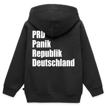 PRD Panique République d’Allemagne - Sweat Premium à capuche zippé enfant bio - noir - Dos - AI Model Kid Male (0cm)