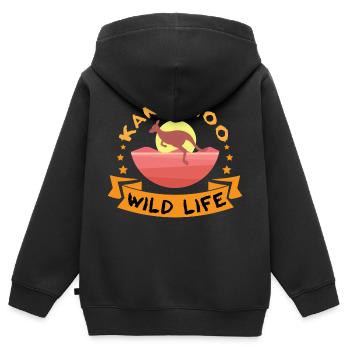 Känguru Wild Life - Kinder Premium Organic Zip Hoodie - Schwarz - Hinten - AI Model Kid Male (0cm)