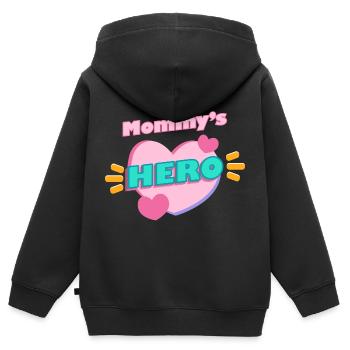 Ich bin Mamas HELD - Kinder Premium Organic Zip Hoodie - Schwarz - Hinten - AI Model Kid Male (0cm)