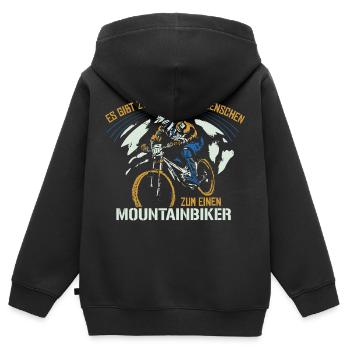 Mountainbiker und ? - Mountainbiker Mountainbike - Kinder Premium Organic Zip Hoodie - Schwarz - Hinten - AI Model Kid Male (0cm)