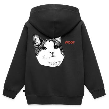 Katzen-Wuff - Kinder Premium Organic Zip Hoodie - Schwarz - Hinten - AI Model Kid Male (0cm)