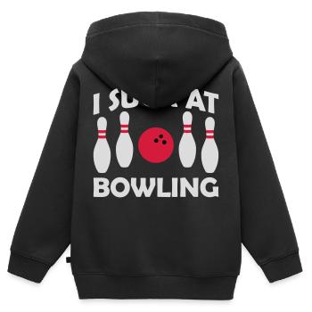 I suck at bowling - Kinder Premium Organic Zip Hoodie - Schwarz - Hinten - AI Model Kid Male (0cm)