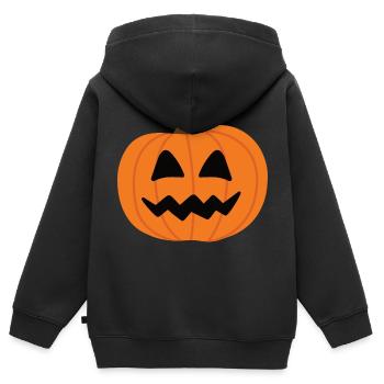 Kürbis - Kinder Premium Organic Zip Hoodie - Schwarz - Hinten - AI Model Kid Male (0cm)