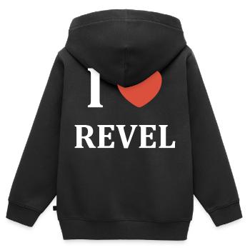 i love revel - Sweat Premium à capuche zippé enfant bio - noir - Dos - AI Model Kid Male (0cm)