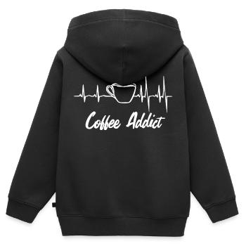 Herzschlag EKG Kaffee Puls Café Coffein Geschenk - Kinder Premium Organic Zip Hoodie - Schwarz - Hinten - AI Model Kid Male (0cm)
