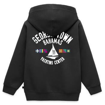 George Town Bahamas Yachting center - Sweat Premium à capuche zippé enfant bio - noir - Dos - AI Model Kid Male (0cm)