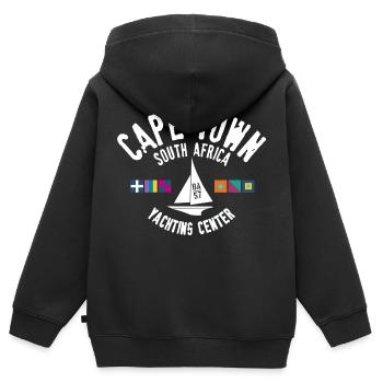Cape Town yachting center - Sweat Premium à capuche zippé enfant bio - noir - Dos - AI Model Kid Male (0cm)