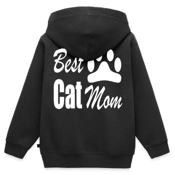 Best Cat Mom - Kinder Premium Organic Zip Hoodie - Schwarz - Hinten - AI Model Kid Male (0cm)