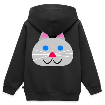 Süßes Katzengesicht - Kinder Premium Organic Zip Hoodie - Schwarz - Hinten - AI Model Kid Male (0cm)