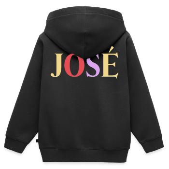 Prénom Homme Espagnol José - Sweat Premium à capuche zippé enfant bio - noir - Dos - AI Model Kid Male (0cm)