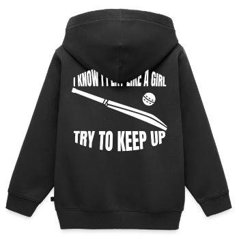 Cricket girls Saying Cricket Ladies Cricket fan de cricket - Sweat Premium à capuche zippé enfant bio - noir - Dos - AI Model Kid Male (0cm)