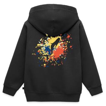 Éclaboussure de couleur de fille de sirène - Sweat Premium à capuche zippé enfant bio - noir - Dos - AI Model Kid Male (0cm)