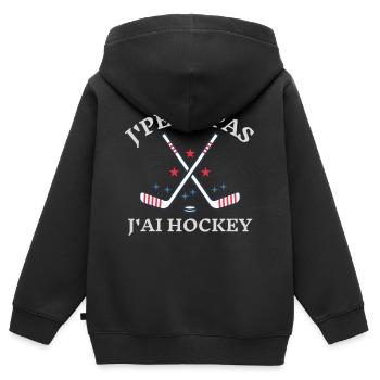 Ich kann kein Hockey haben - Kinder Premium Organic Zip Hoodie - Schwarz - Hinten - AI Model Kid Male (0cm)