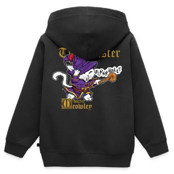 mignon chat sorcier sorcier sort fantaisie - Sweat Premium à capuche zippé enfant bio - noir - Dos - AI Model Kid Male (0cm)