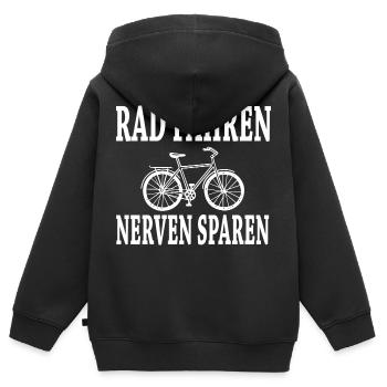 rad fahren nerven sparen spruch - Kinder Premium Organic Zip Hoodie - Schwarz - Hinten - AI Model Kid Male (0cm)