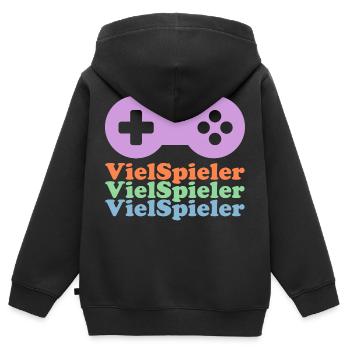 Viel-Spieler - Kinder Premium Organic Zip Hoodie - Schwarz - Hinten - AI Model Kid Male (0cm)