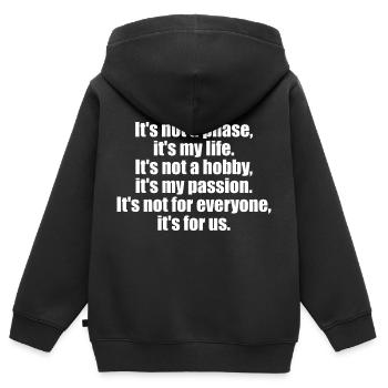 Pferdespruch - Kinder Premium Organic Zip Hoodie - Schwarz - Hinten - AI Model Kid Male (0cm)