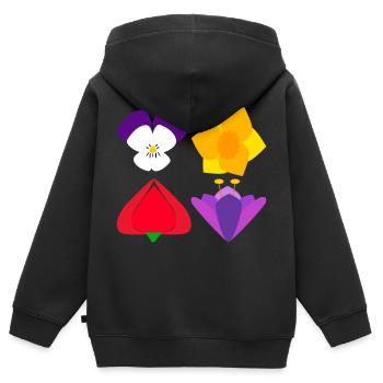 Vier Frühlingsblumen - Kinder Premium Organic Zip Hoodie - Schwarz - Hinten - AI Model Kid Male (0cm)