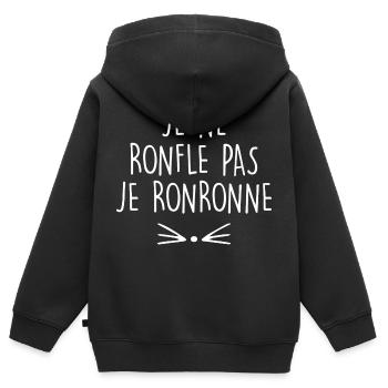 je ne ronfle pas je ronronne - Sweat Premium à capuche zippé enfant bio - noir - Dos - AI Model Kid Male (0cm)