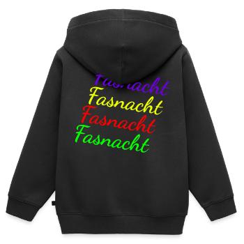 Fasching Bunt - Kinder Premium Organic Zip Hoodie - Schwarz - Hinten - AI Model Kid Male (0cm)