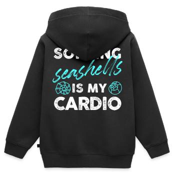 Trier les coquillages est ma conception cardio - Sweat Premium à capuche zippé enfant bio - noir - Dos - AI Model Kid Male (0cm)